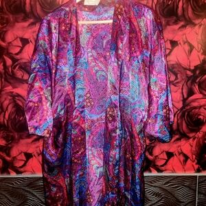 Vintage Victoria's Secret Gold Label Purple Botanical Robe